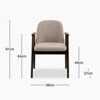 Leo Carver Dining Chair | Warm Mocha Fabric & Smoked Walnut