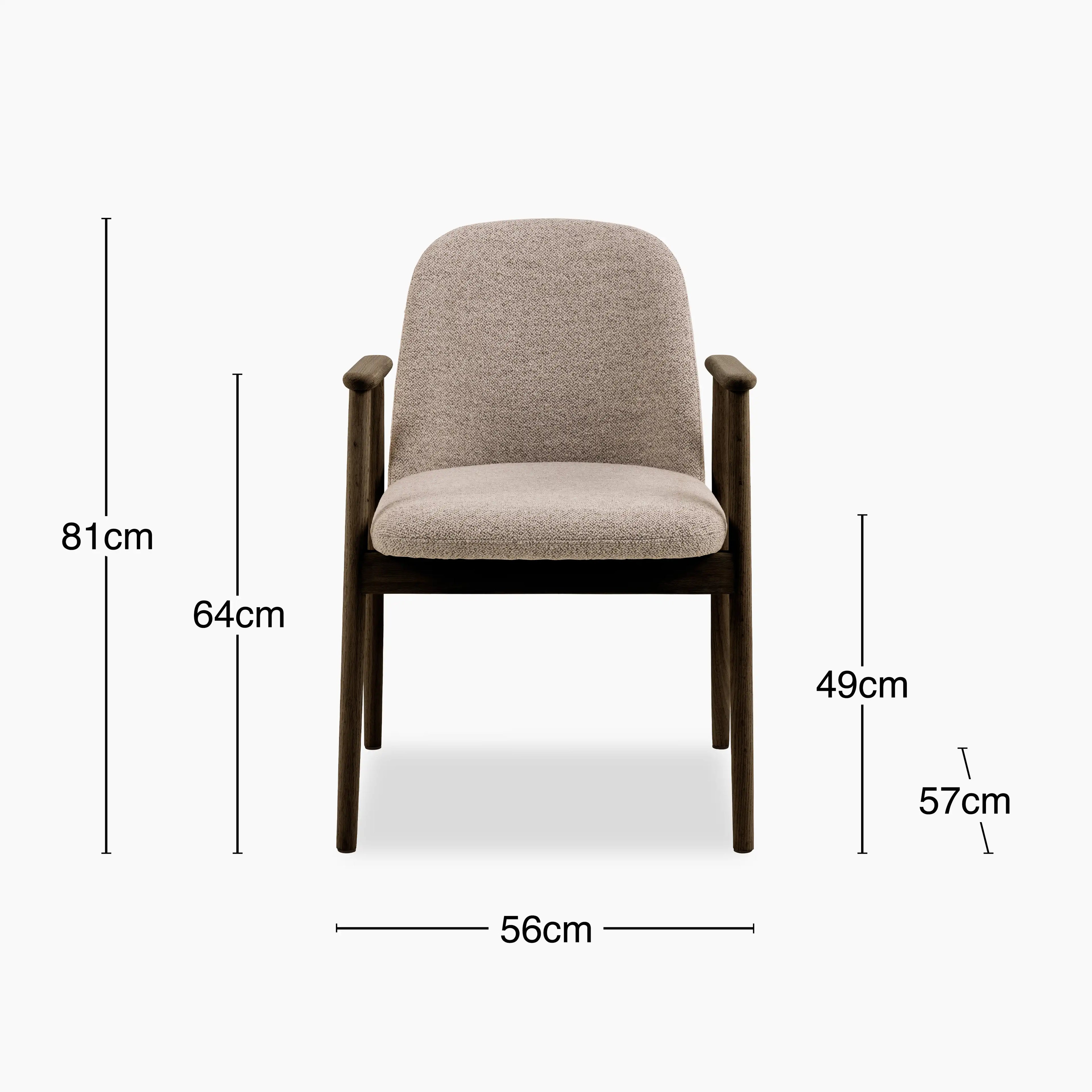 Leo Carver Dining Chair | Warm Mocha Fabric & Smoked Walnut