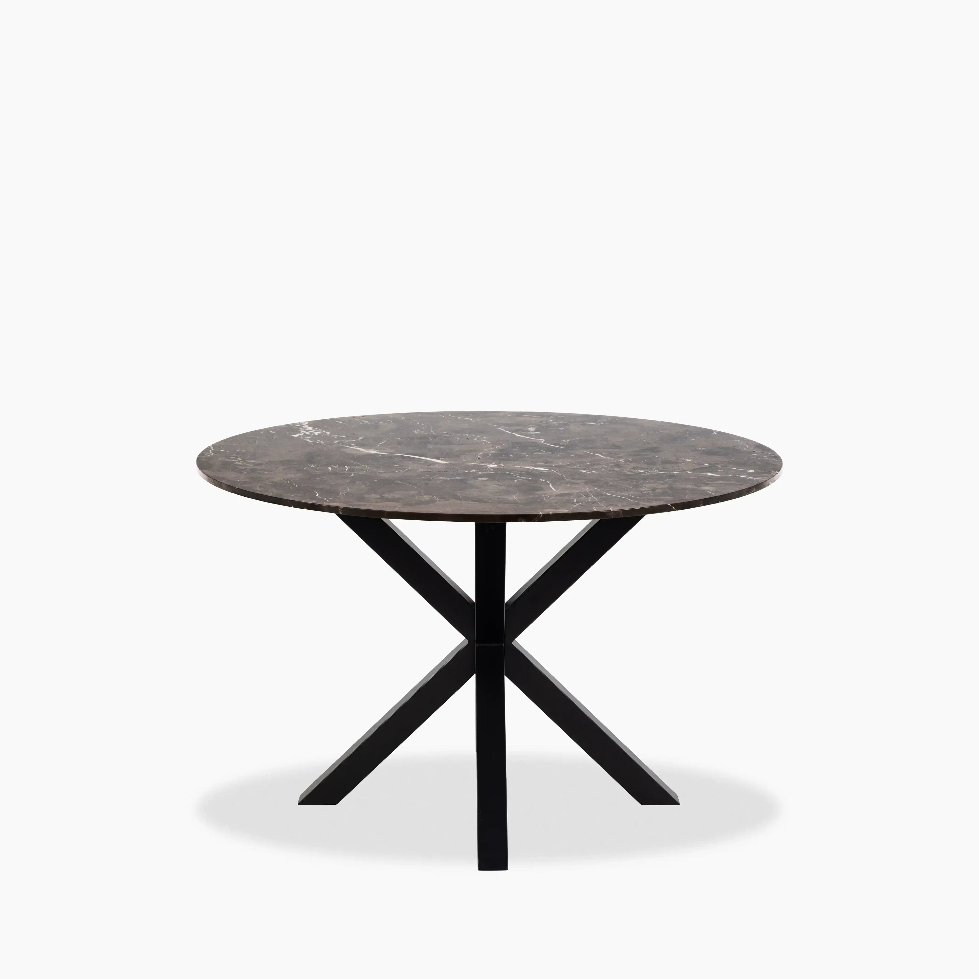 Heaven 4 Seat Round Dining Table | Brown Marble & Black