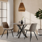 Heaven 4 Seat Round Dining Table | Brown Marble & Black