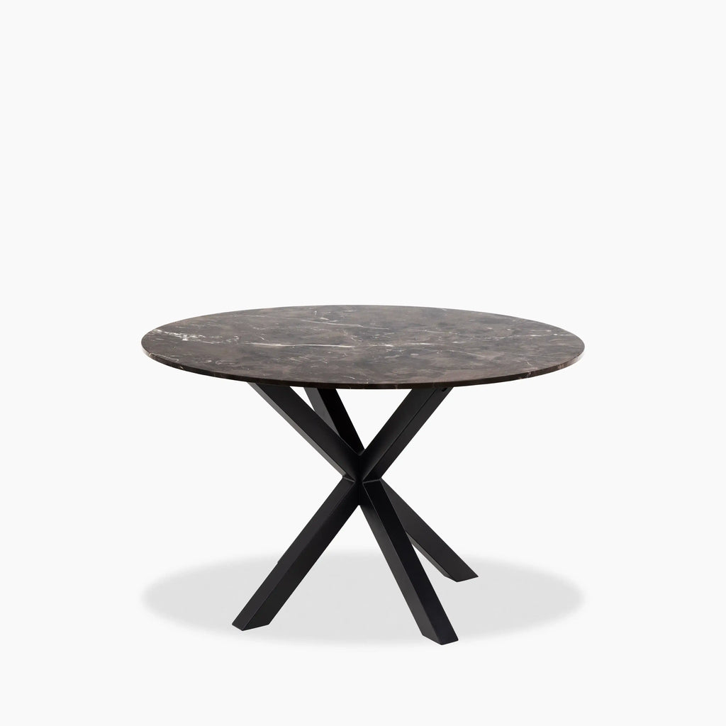 Heaven 4 Seat Round Dining Table | Brown Marble & Black