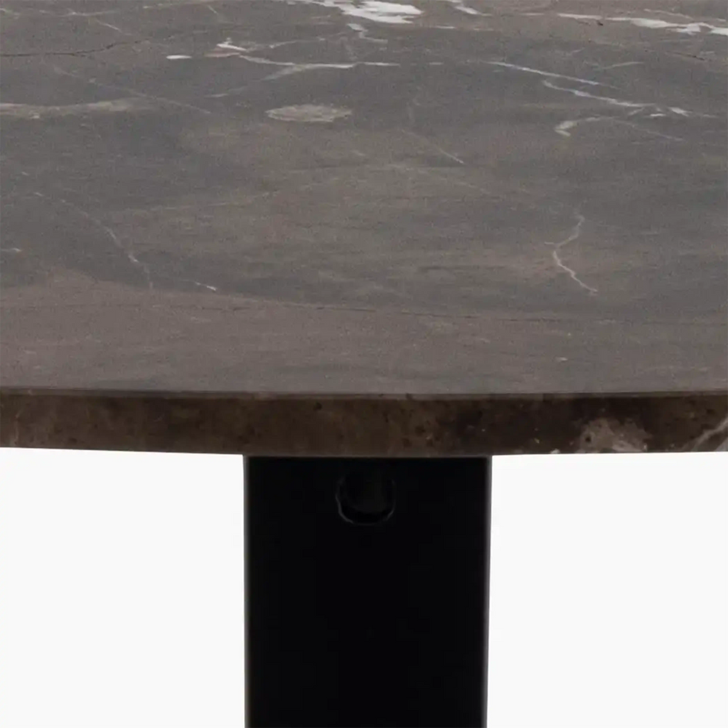 Heaven 4 Seat Round Dining Table | Brown Marble & Black