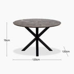 Heaven 4 Seat Round Dining Table | Brown Marble & Black