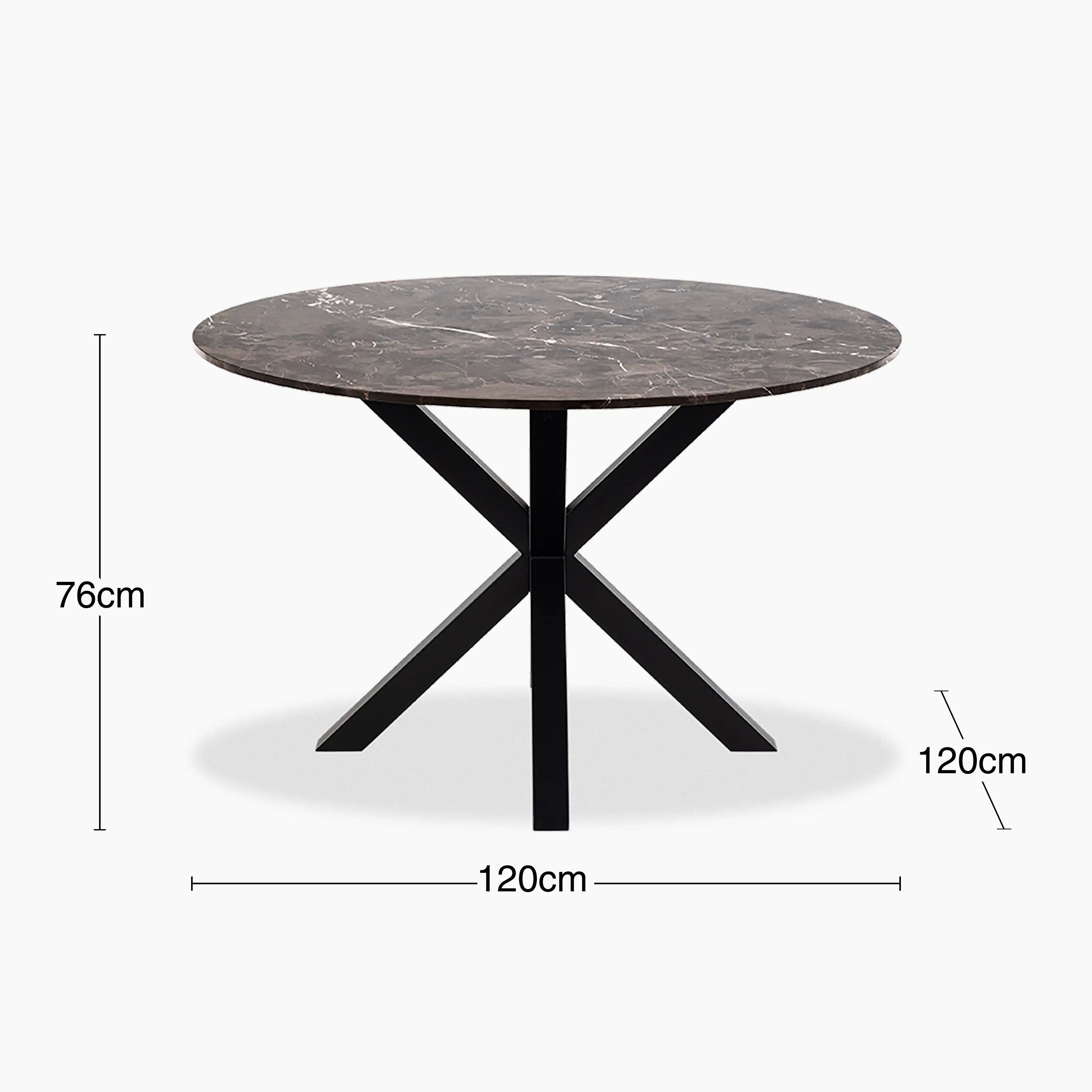 Heaven 4 Seat Round Dining Table | Brown Marble & Black