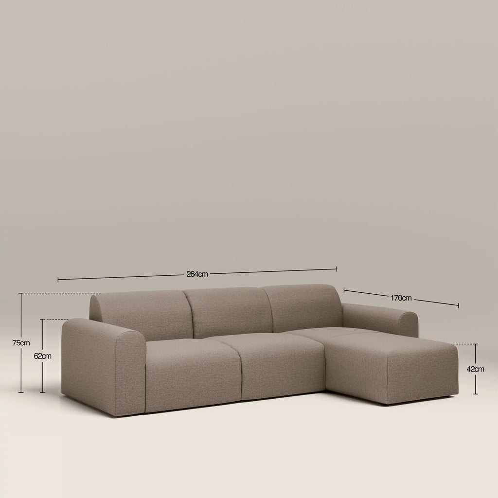 Celeste 3 Seater Left/Right Chaise Sofa | Ecru Boucle