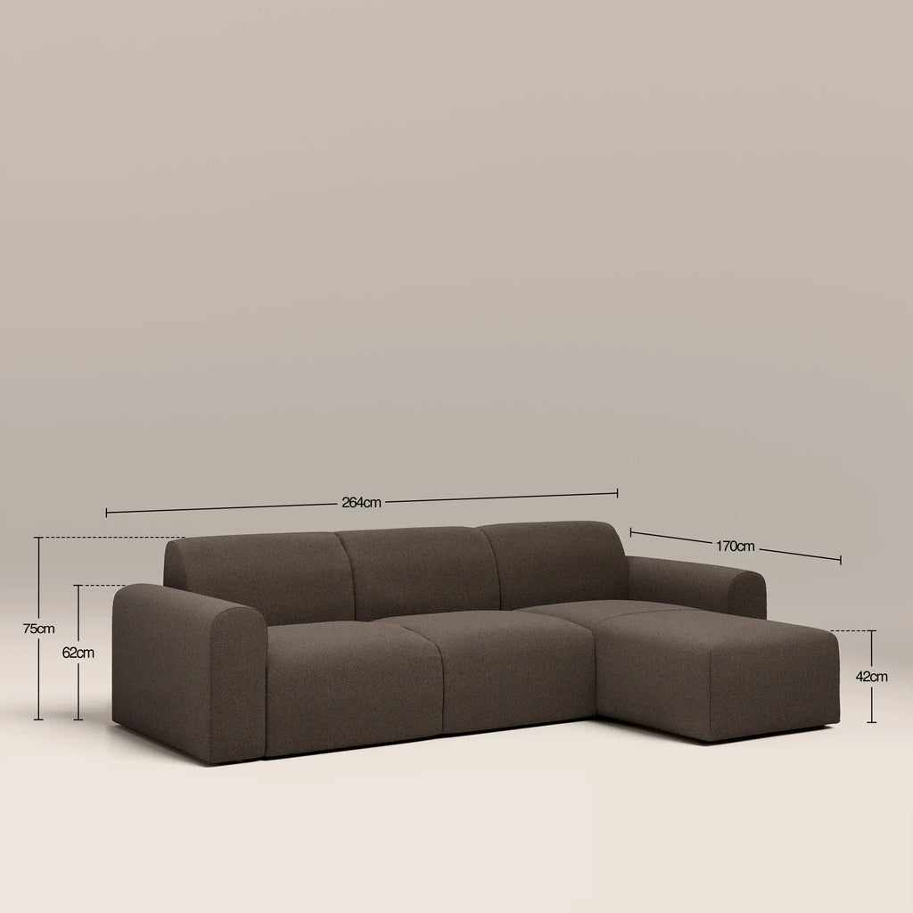 Celeste 3 Seater Left/Right Chaise Sofa | Dusty Taupe Boucle