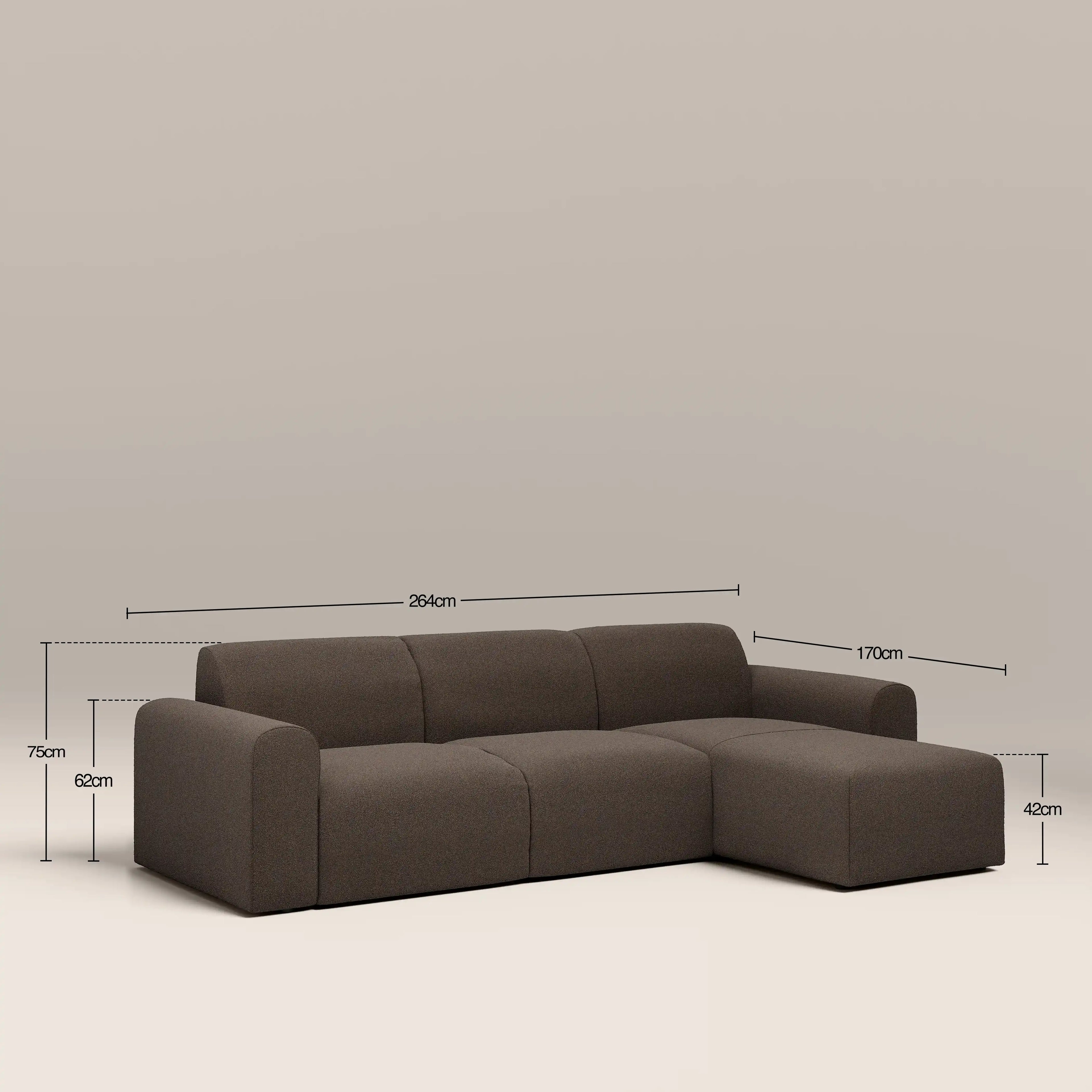 Celeste 3 Seater Left/Right Chaise Sofa | Dusty Taupe Boucle