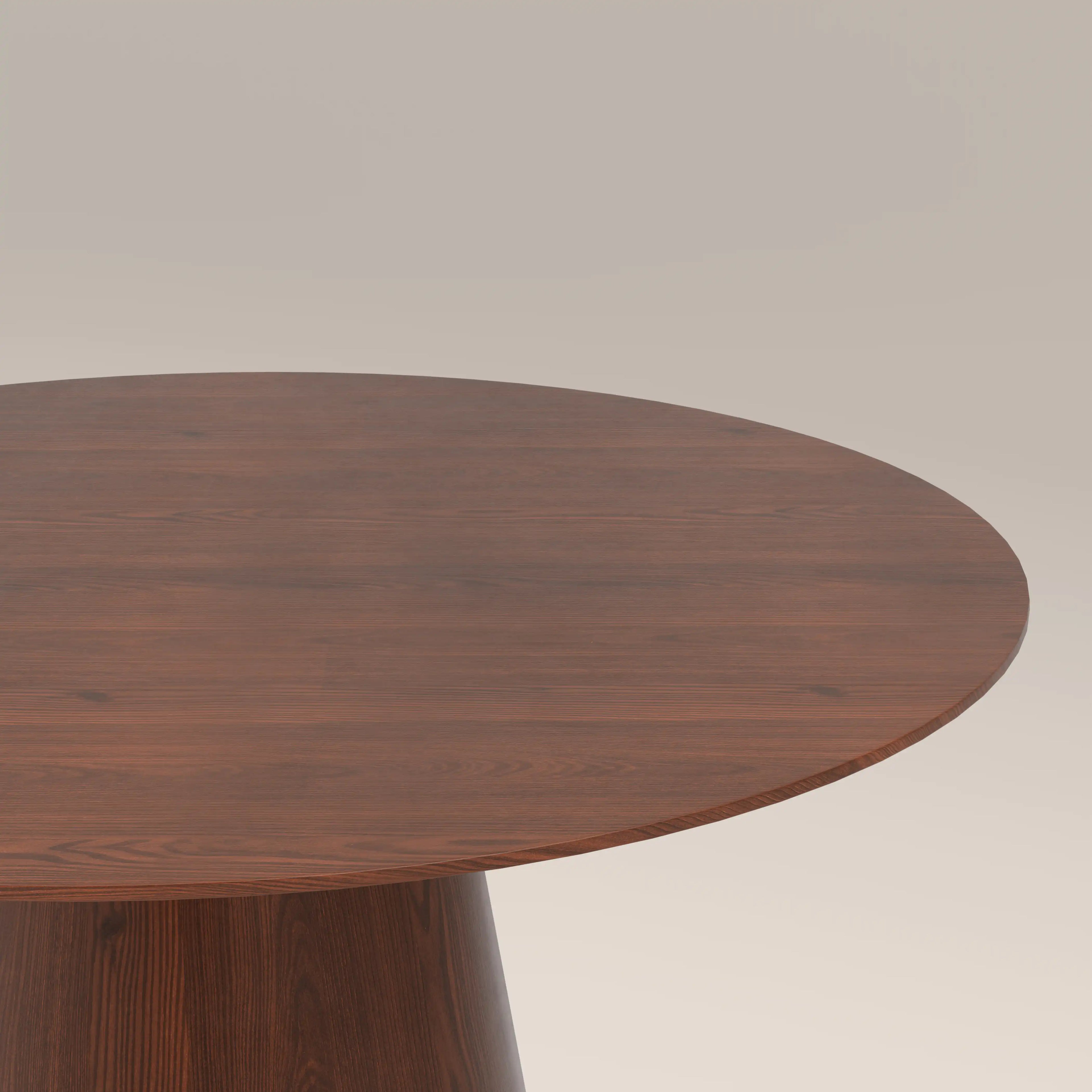 Finnley Large 4 Seat Round Wooden Dining Table | Walnut