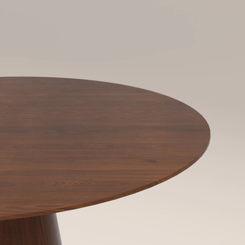 Finnley 4 Seat Round Wooden Dining Table | Walnut