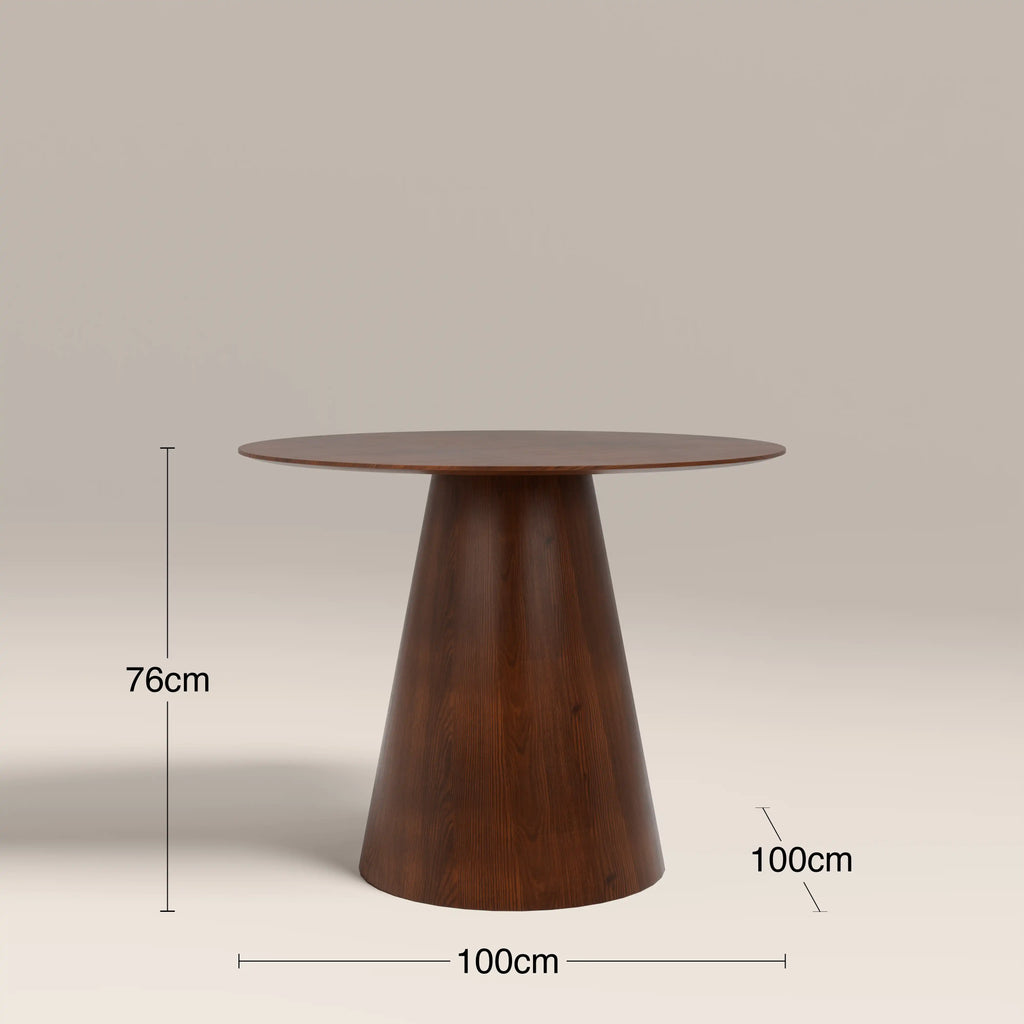 Finnley 4 Seat Round Wooden Dining Table | Walnut