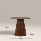 Finnley 4 Seat Round Wooden Dining Table | Walnut