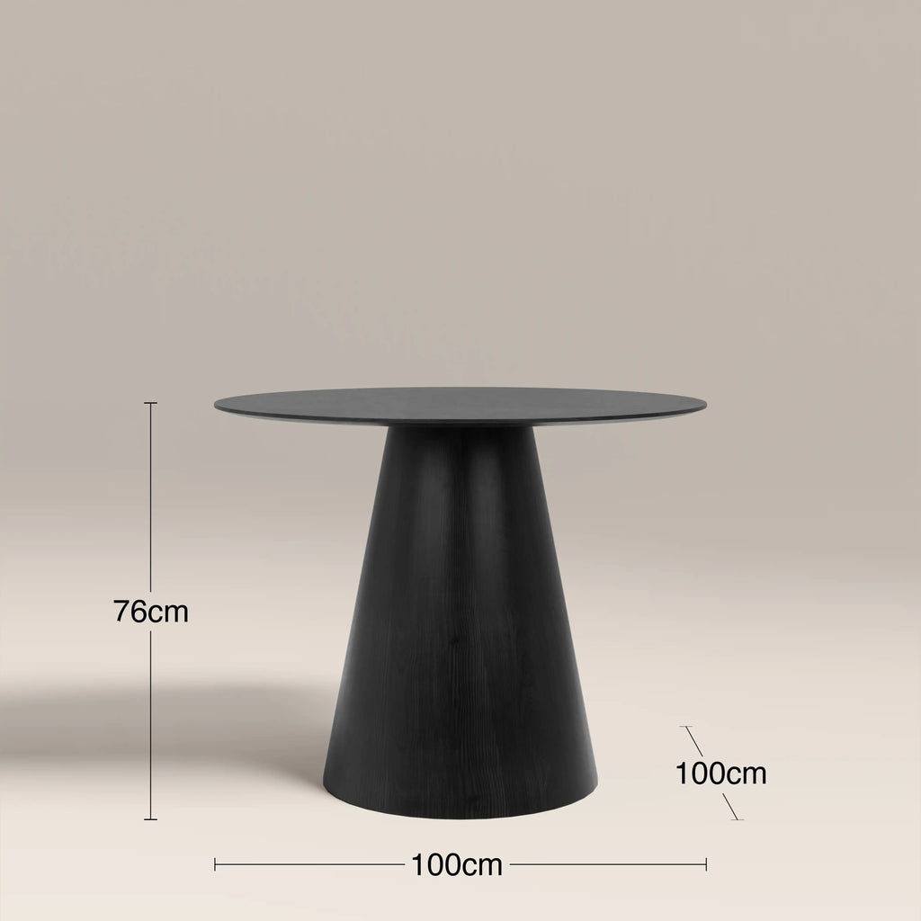 Finnley 4 Seat Round Wooden Dining Table | Black