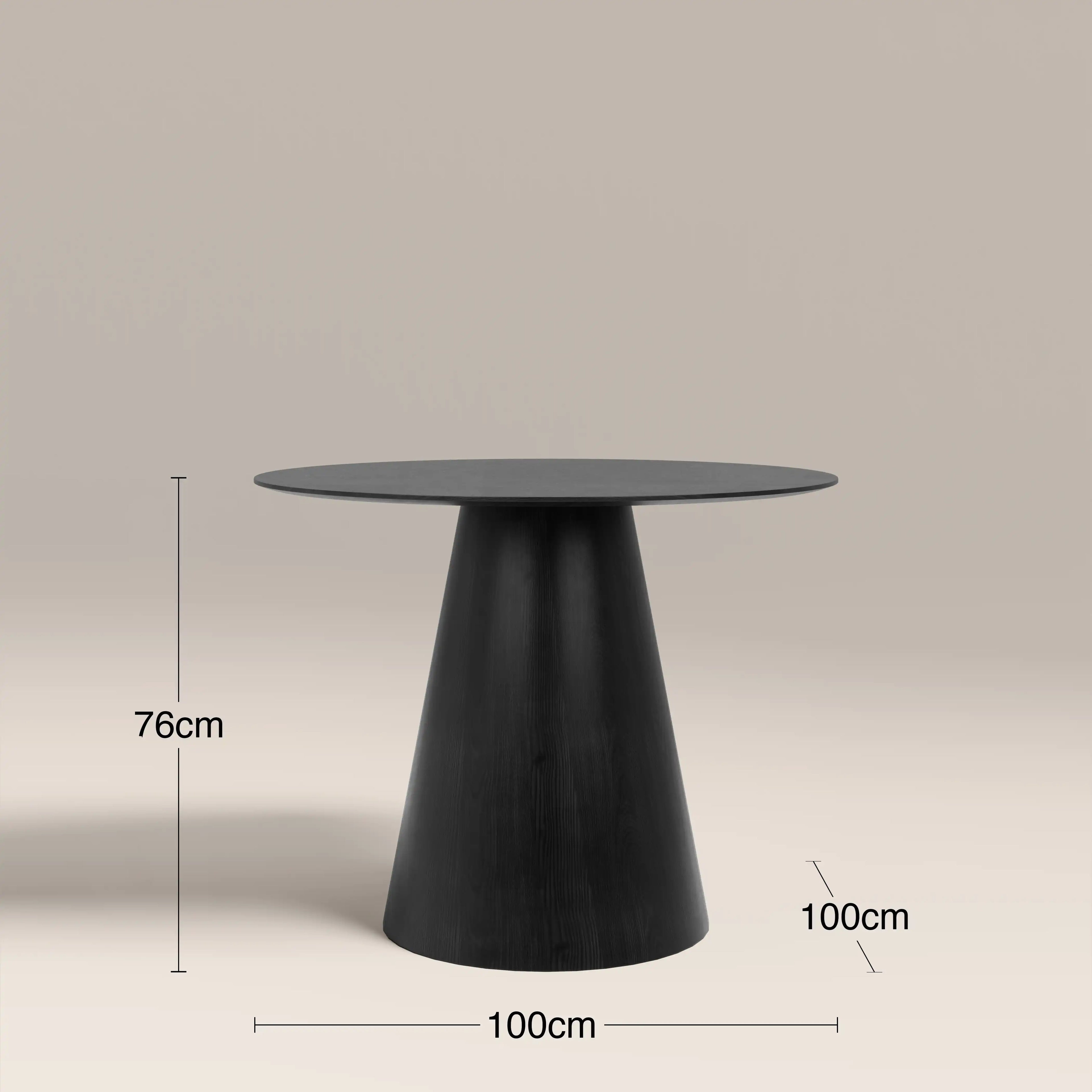 Finnley 4 Seat Round Wooden Dining Table | Black