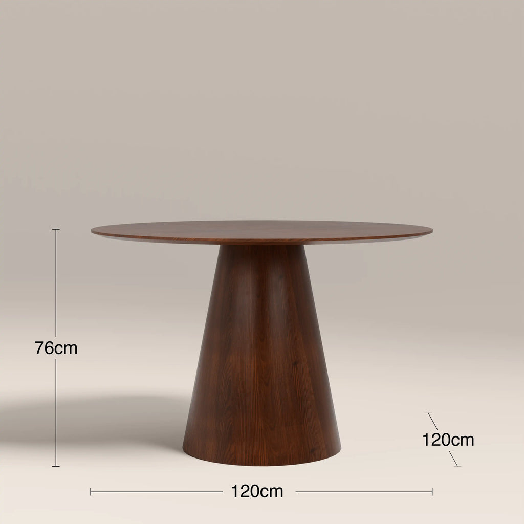 Finnley Large 4 Seat Round Wooden Dining Table | Walnut