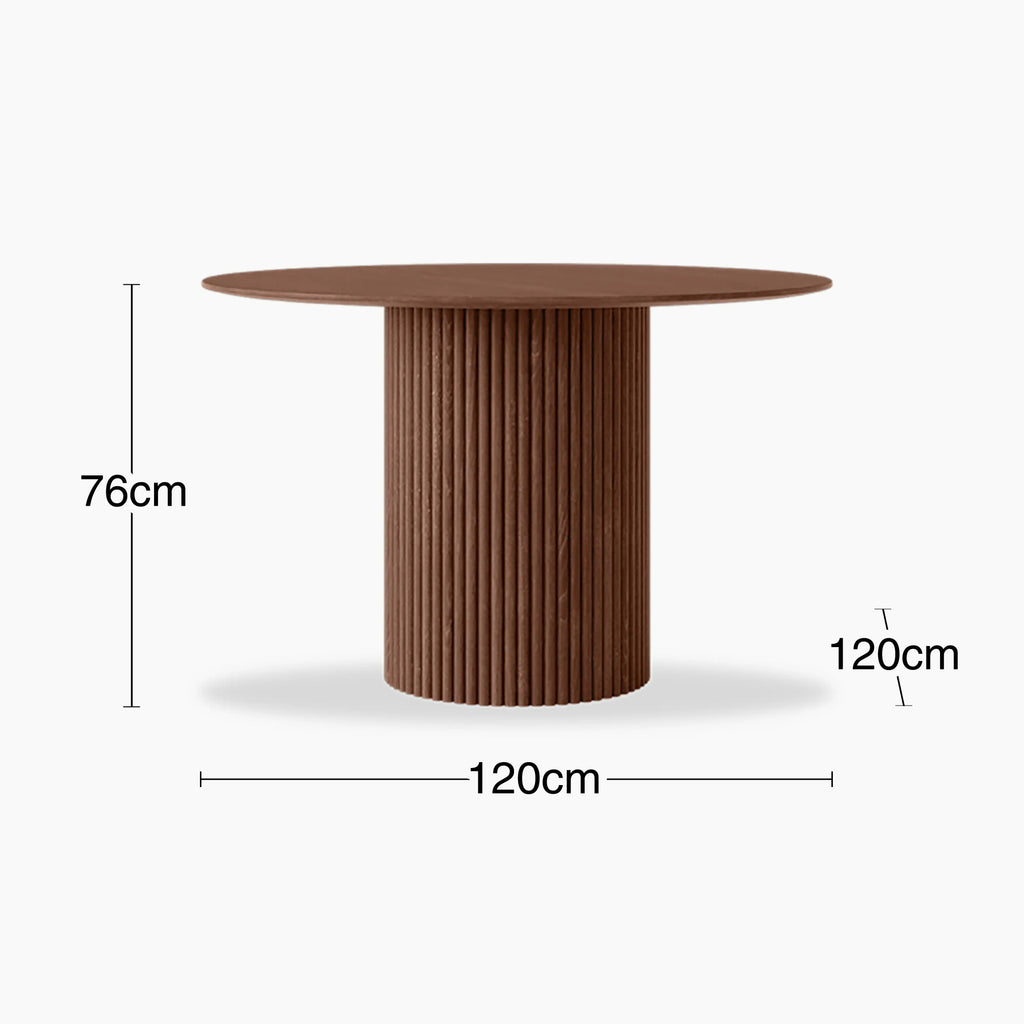 Marcel 4 Seat Round Wooden Dining Table | Walnut