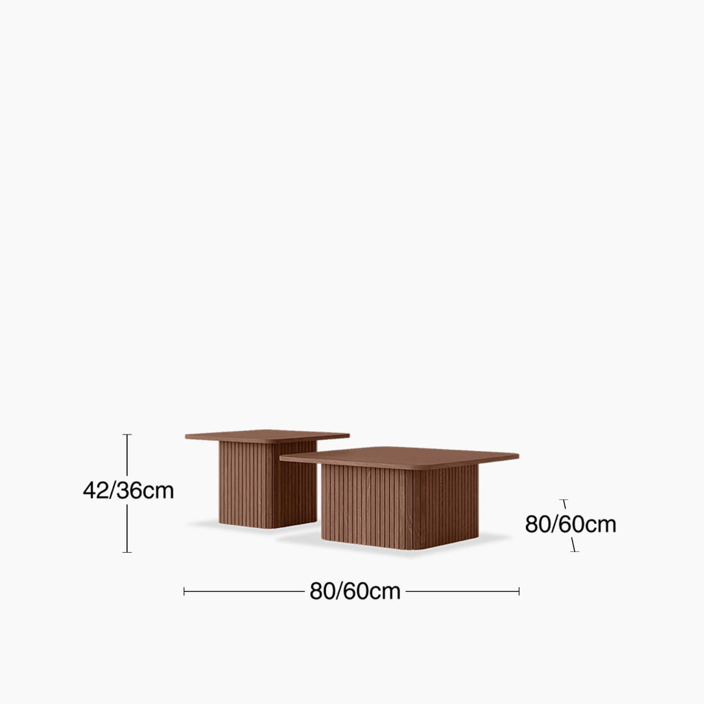 Emery Set of 2 Square Wooden Coffee Tables | Walnut
