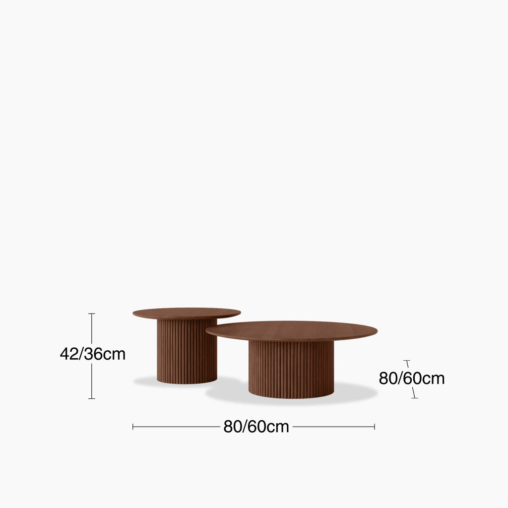 Marcel Set of 2 Round Wooden Coffee Tables | Walnut