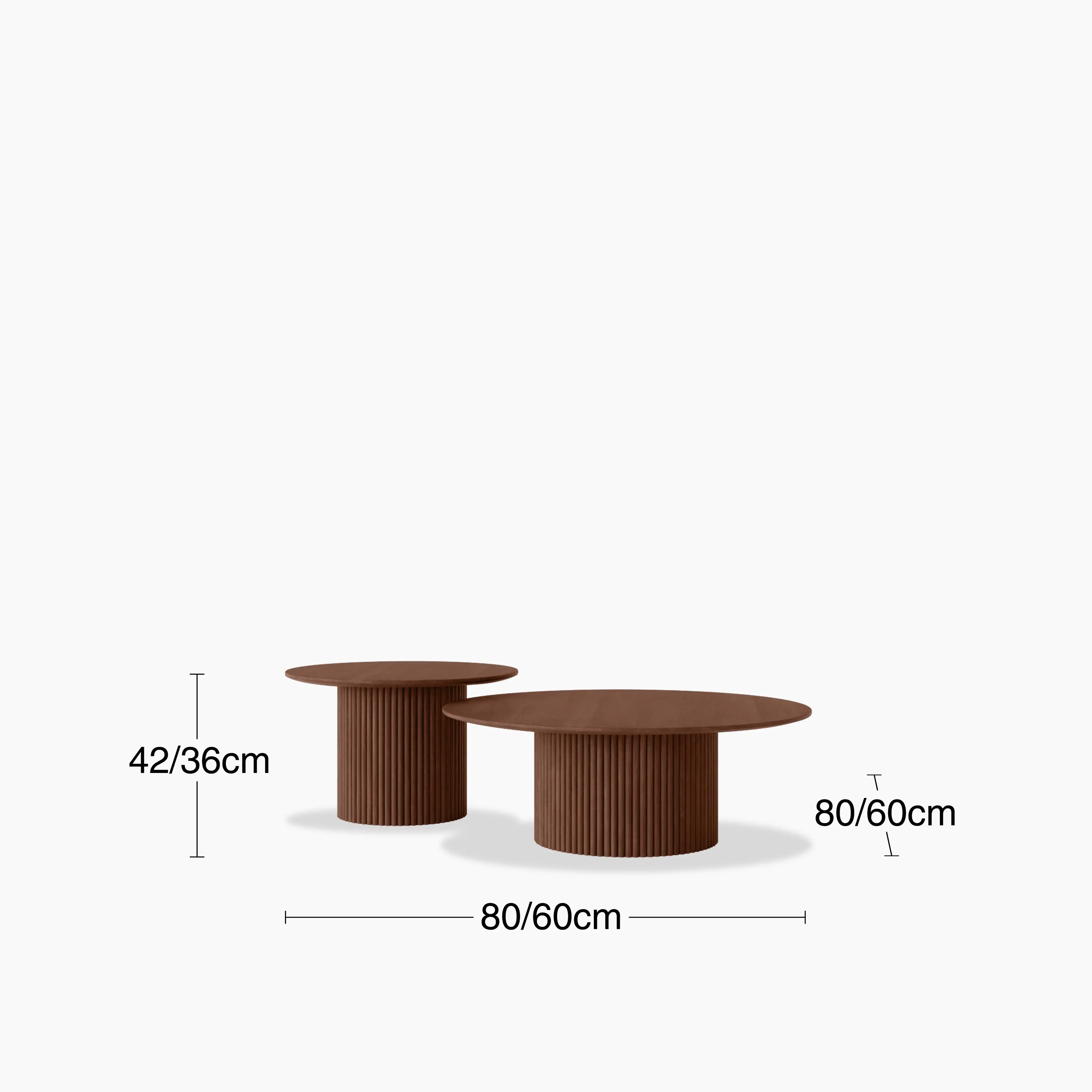 Marcel Set of 2 Round Wooden Coffee Tables | Walnut