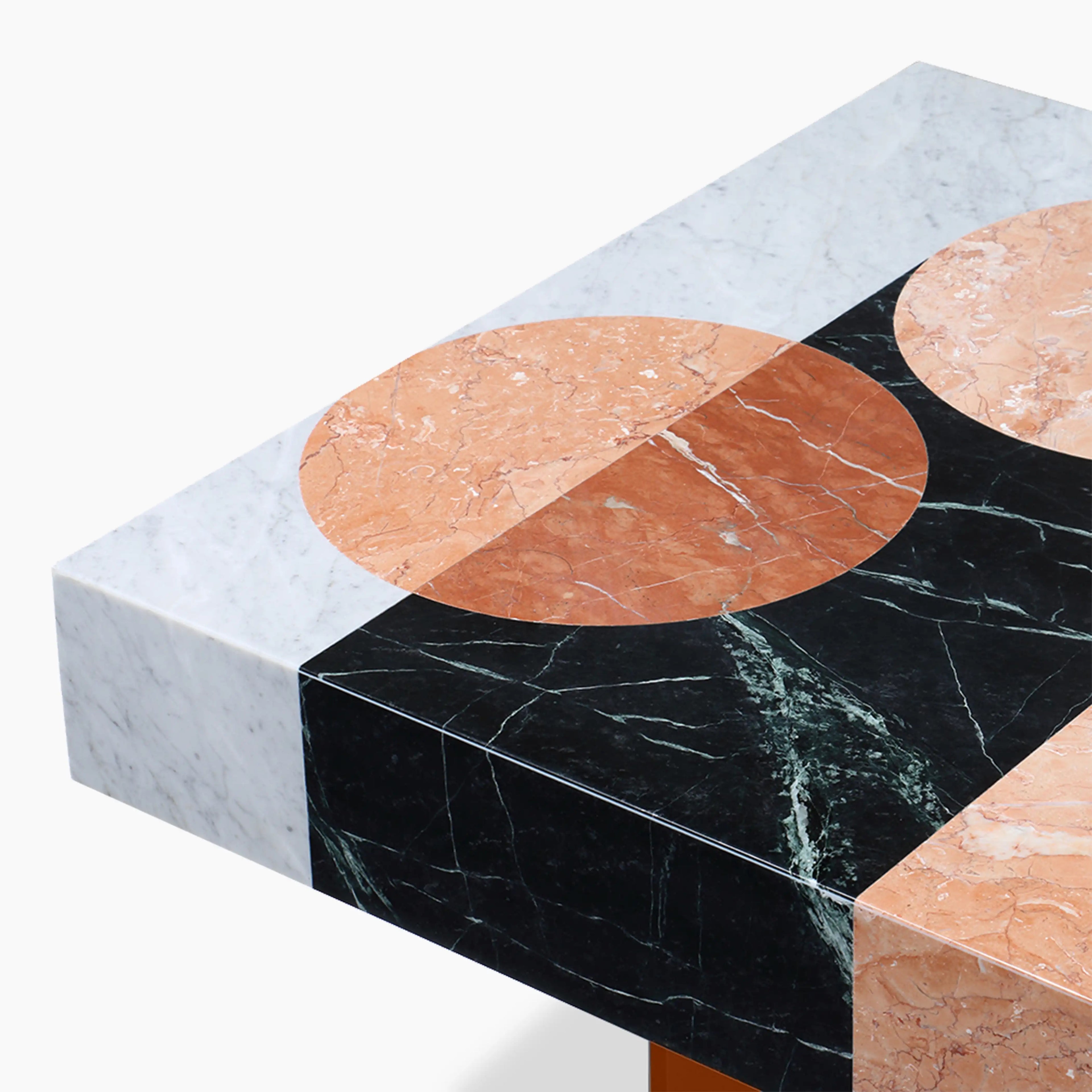 Atmos Rectangle Coffee Table | Mixed Marble & Brown Arcylic