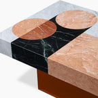 Atmos Rectangle Coffee Table | Mixed Marble & Brown Arcylic