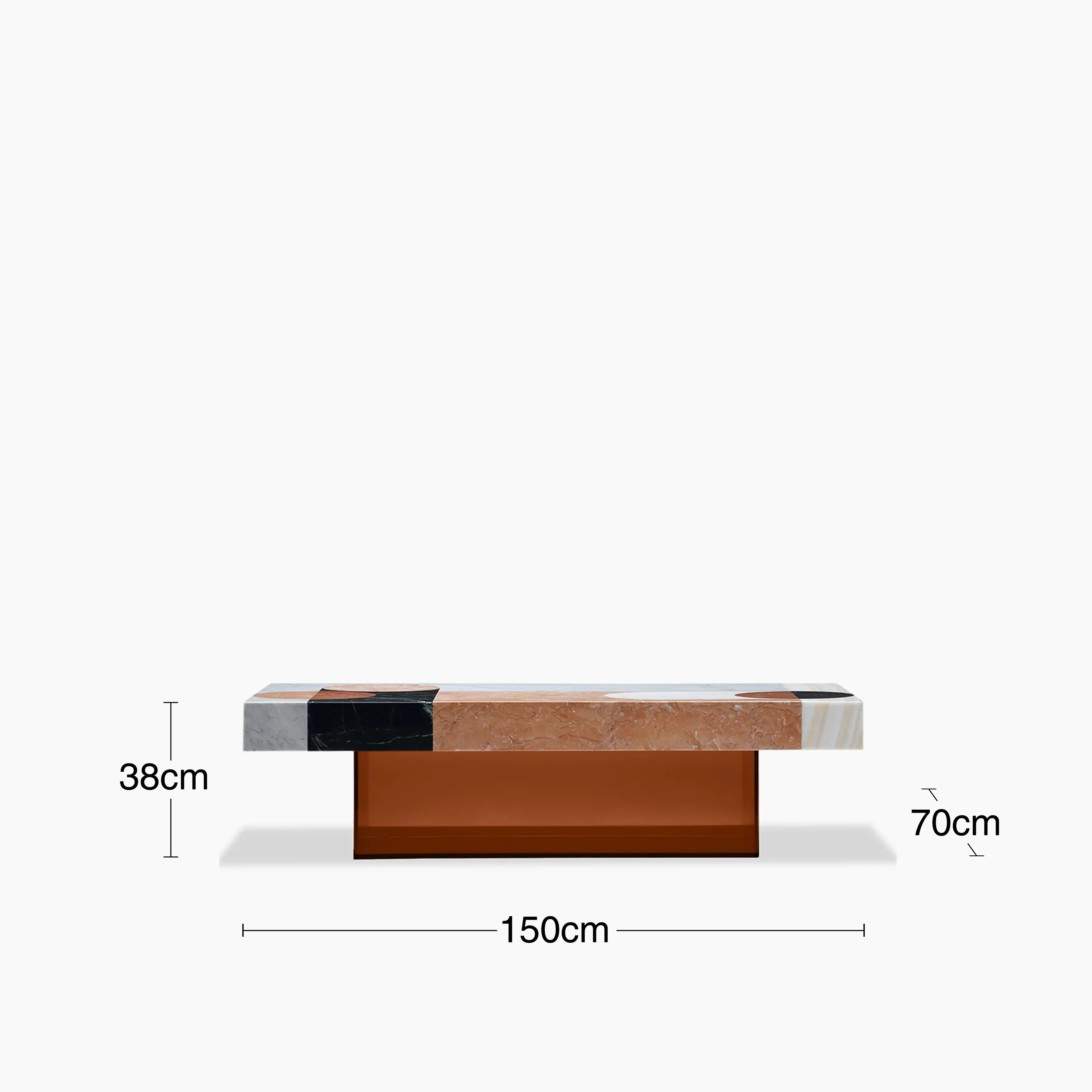 Atmos Rectangle Coffee Table | Mixed Marble & Brown Arcylic