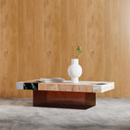 Atmos Rectangle Coffee Table | Mixed Marble & Brown Arcylic