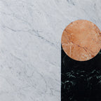 Atmos Square Side Table | Mixed Marble & Brown Arcylic