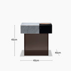 Atmos Square Side Table | Mixed Marble & Brown Arcylic