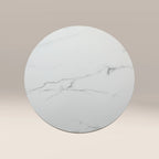 Kinsley 2 Seat Round Dining Table | White Marble Effect & Brass