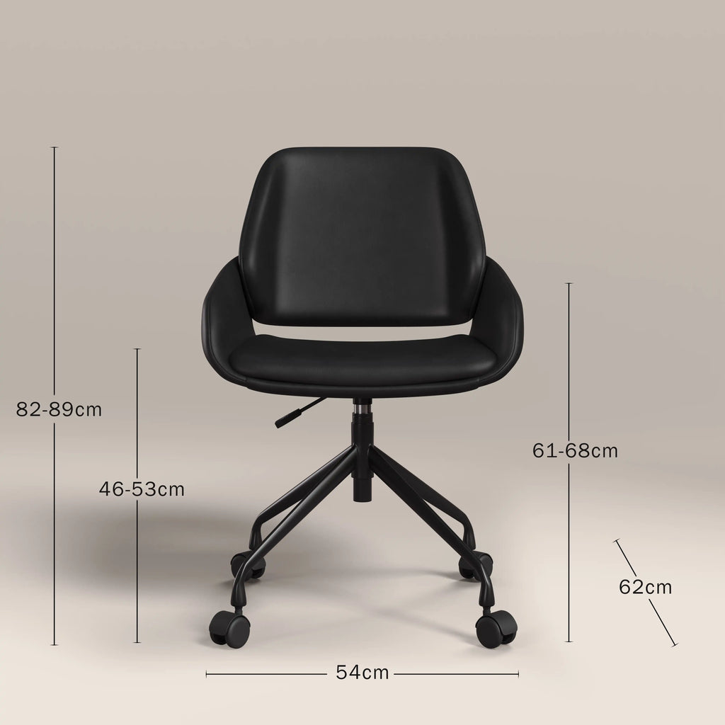 Franklin Office Chair | Vintage Black Faux Leather & Black