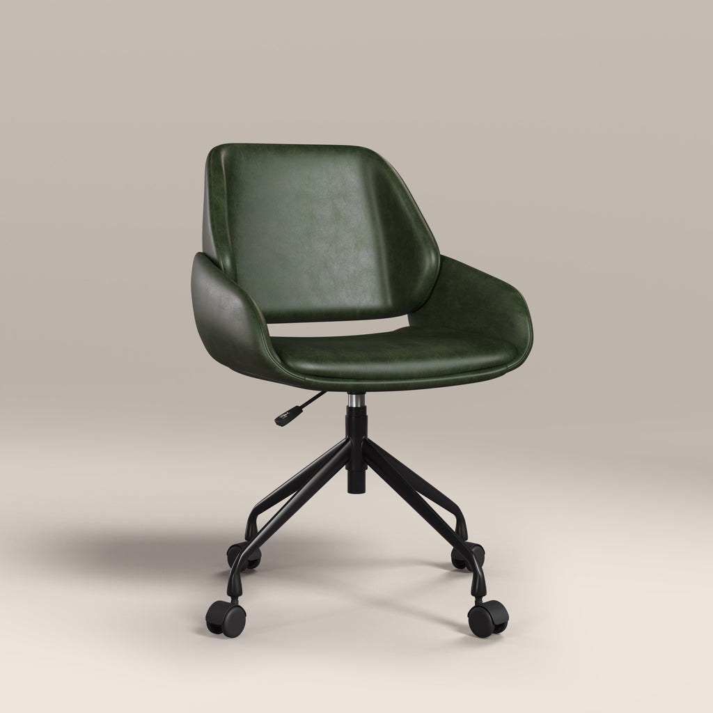Franklin Office Chair | Vintage Green Faux Leather & Black
