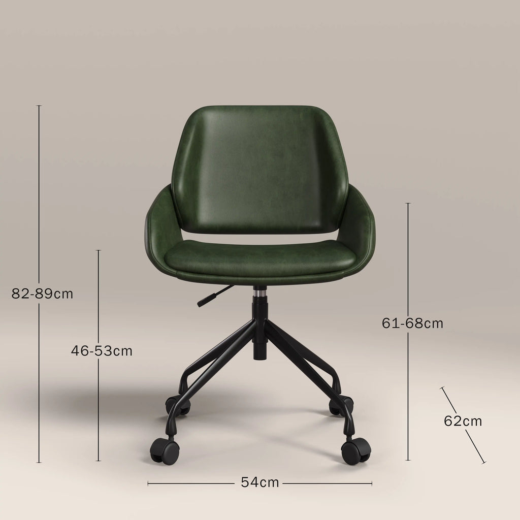 Franklin Office Chair | Vintage Green Faux Leather & Black