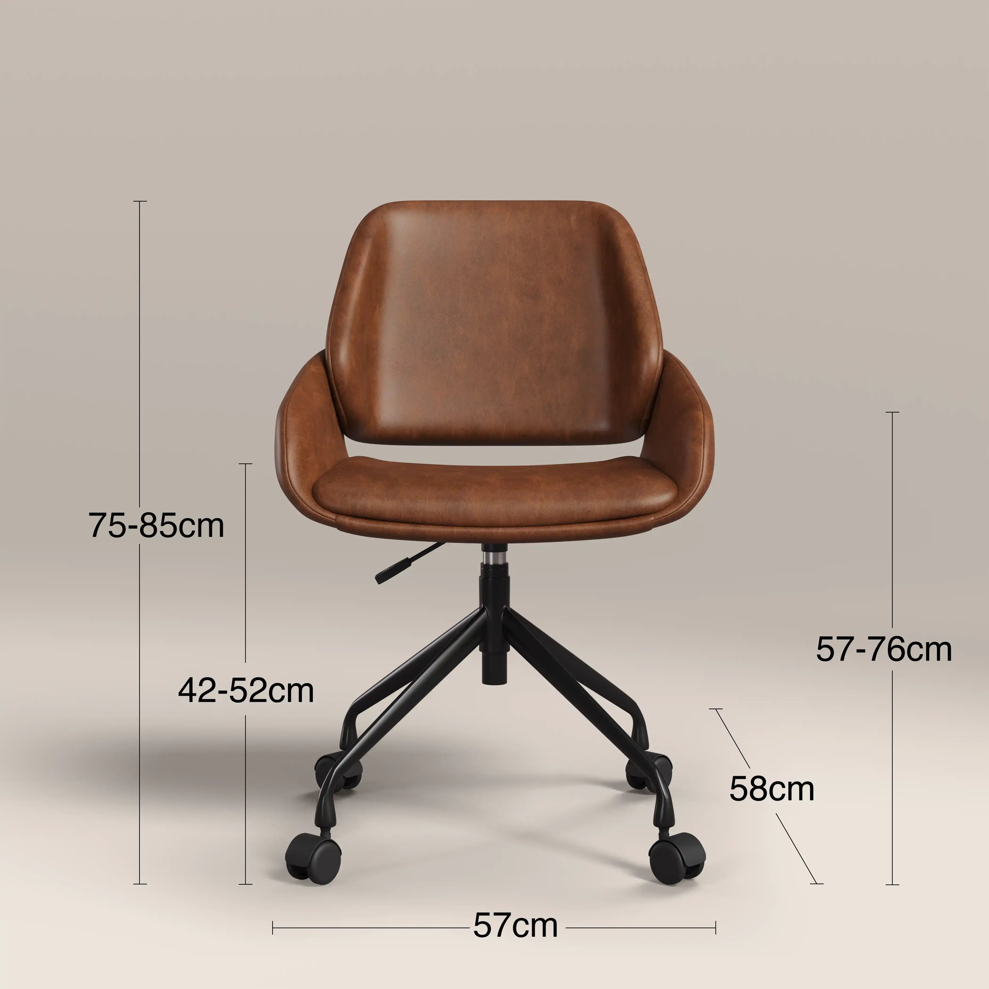 Franklin Office Chair | Vintage Tan Faux Leather & Black