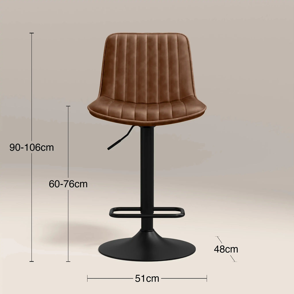 Barker Adjustable Stool | Vintage Tan Faux Leather & Black