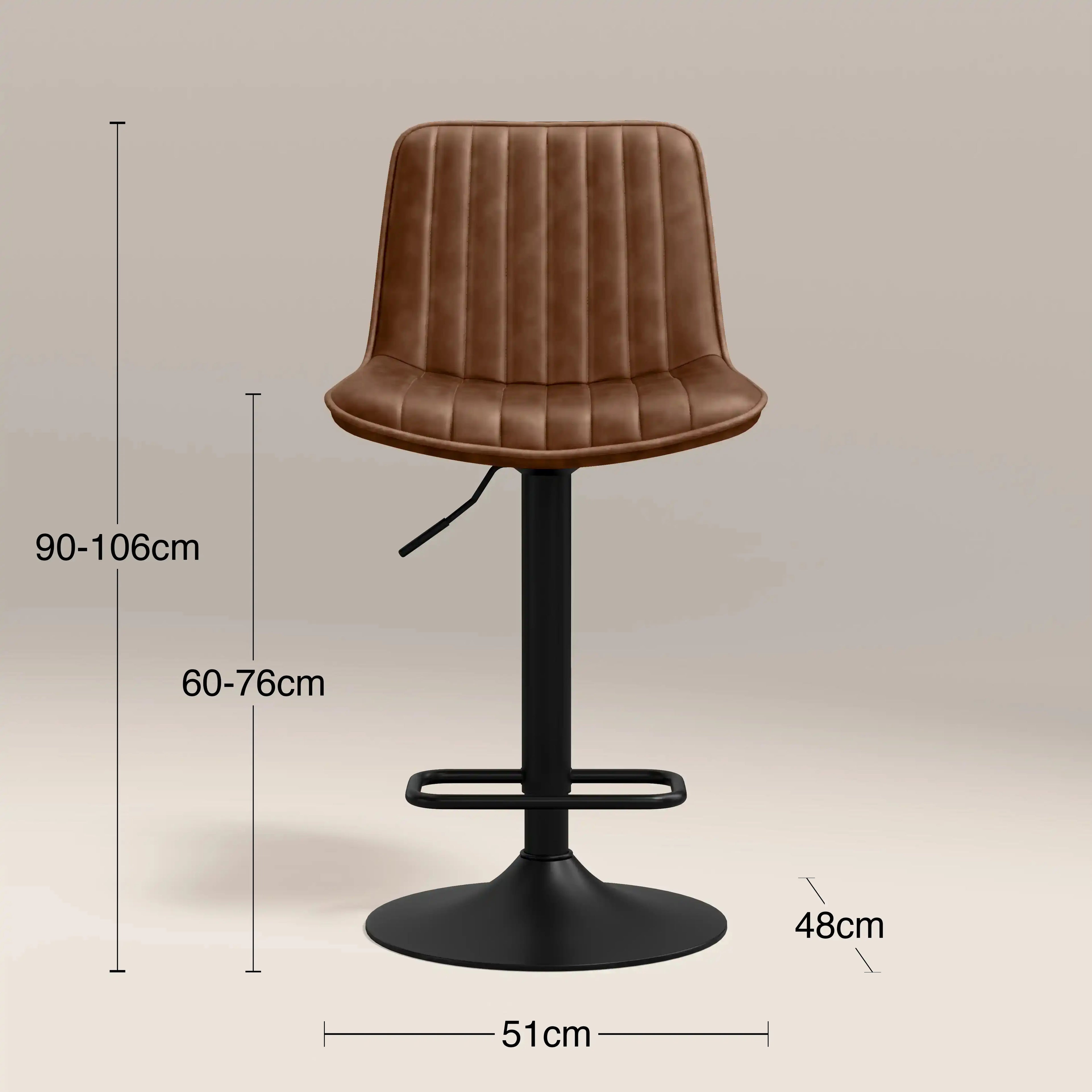 Barker Adjustable Stool | Vintage Tan Faux Leather & Black