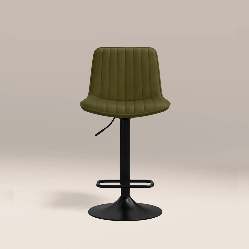 Barker Adjustable Stool | Olive Green Sustainable Velvet & Black