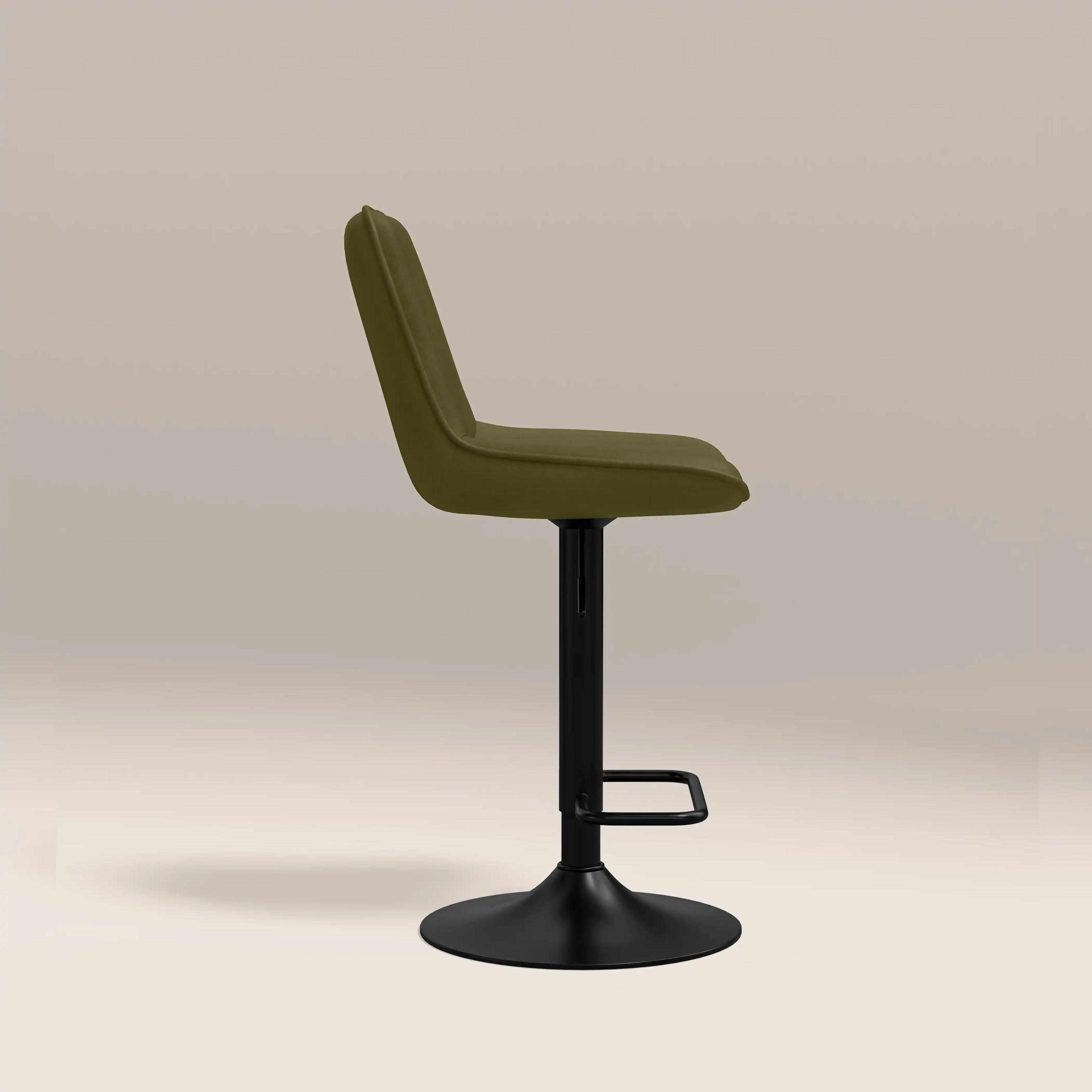 Barker Adjustable Stool | Olive Green Sustainable Velvet & Black