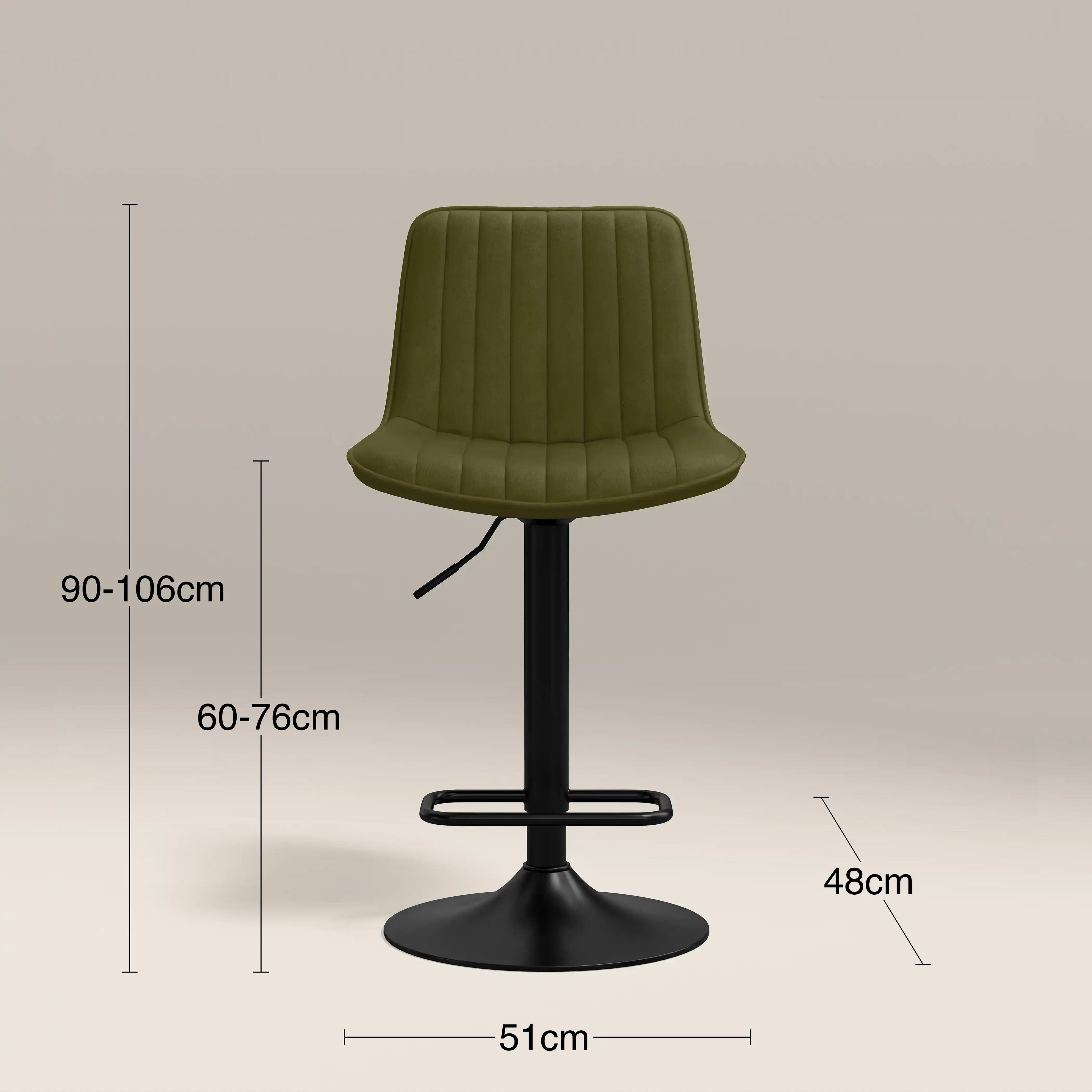 Barker Adjustable Stool | Olive Green Sustainable Velvet & Black