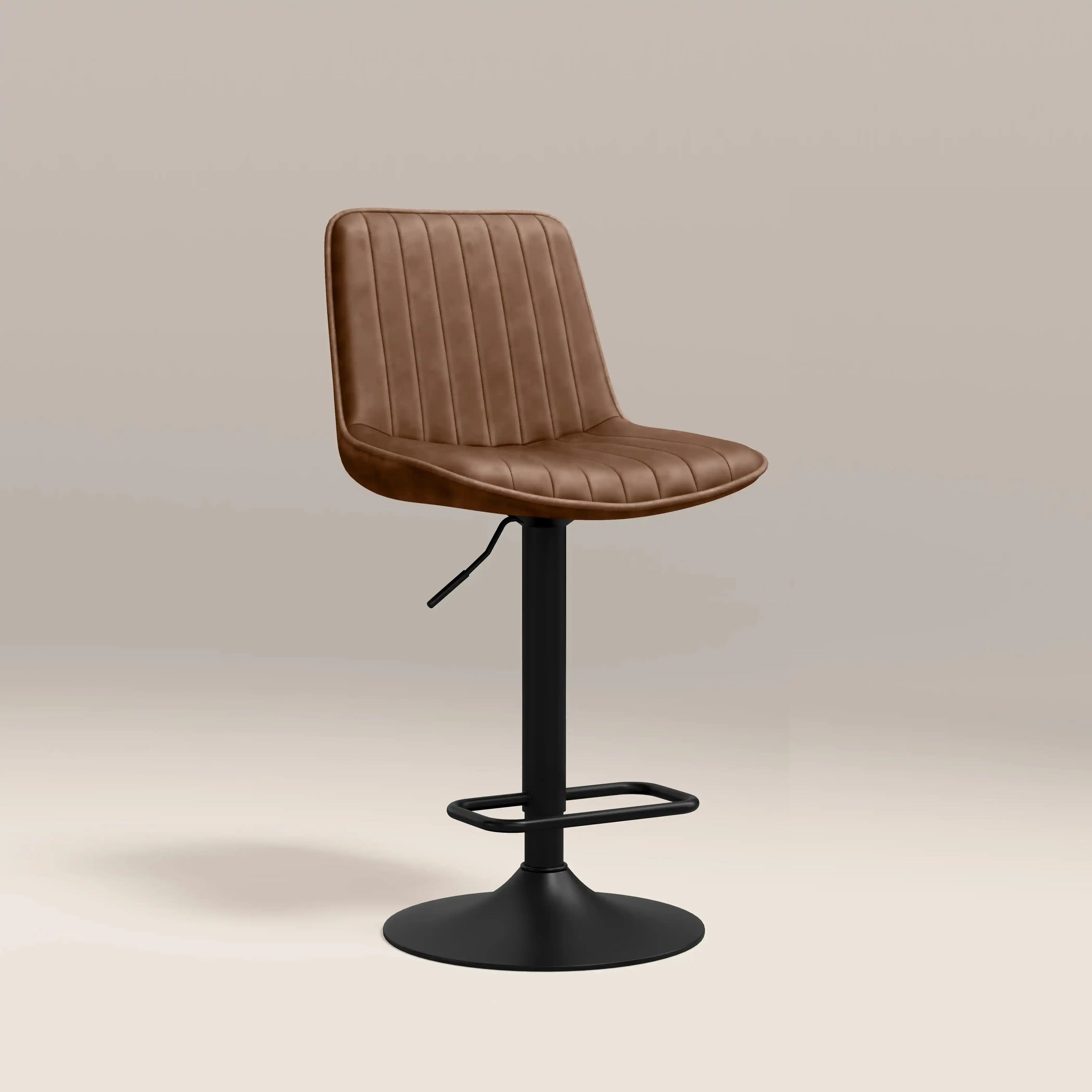 Barker Adjustable Stool | Vintage Tan Faux Leather & Black