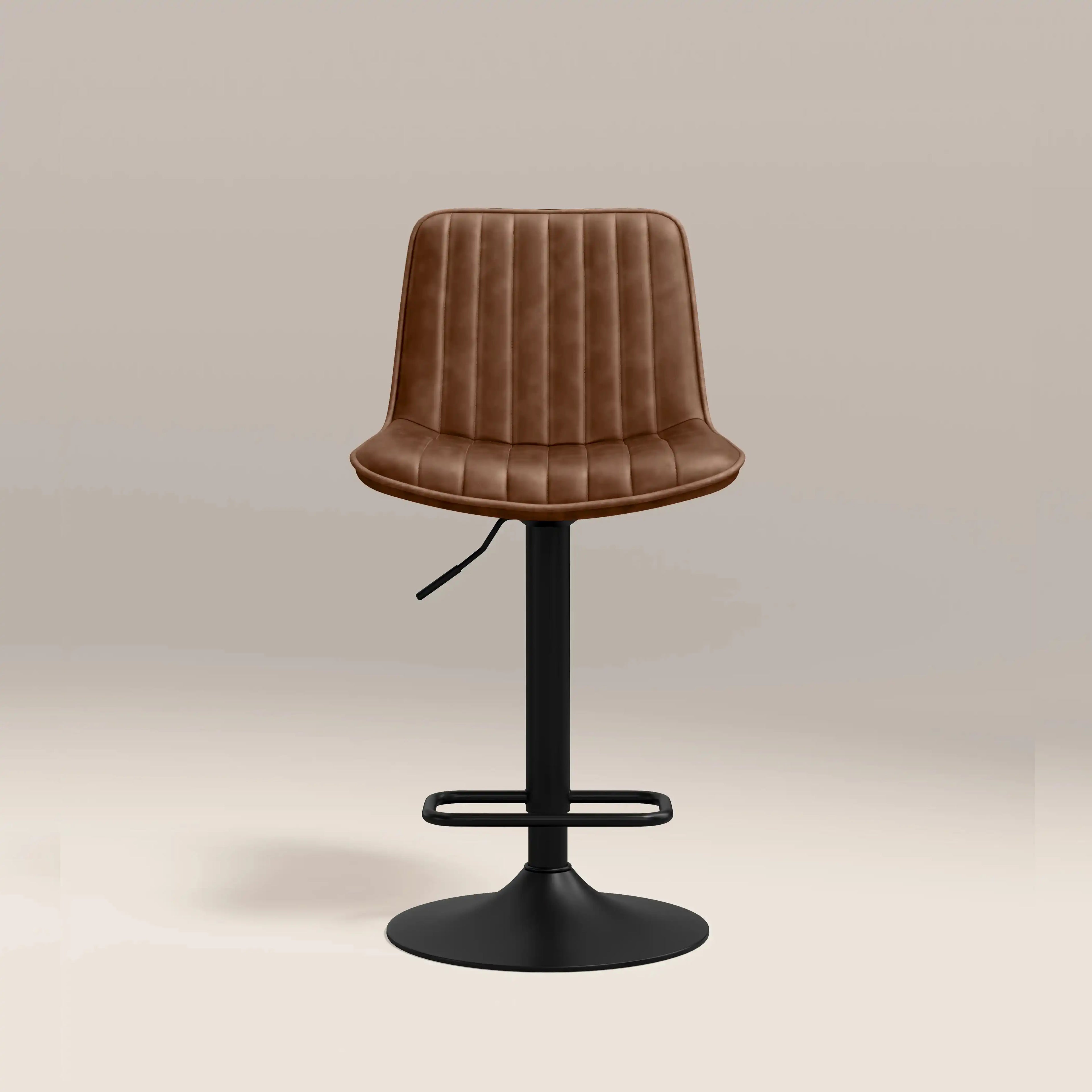 Barker Adjustable Stool | Vintage Tan Faux Leather & Black