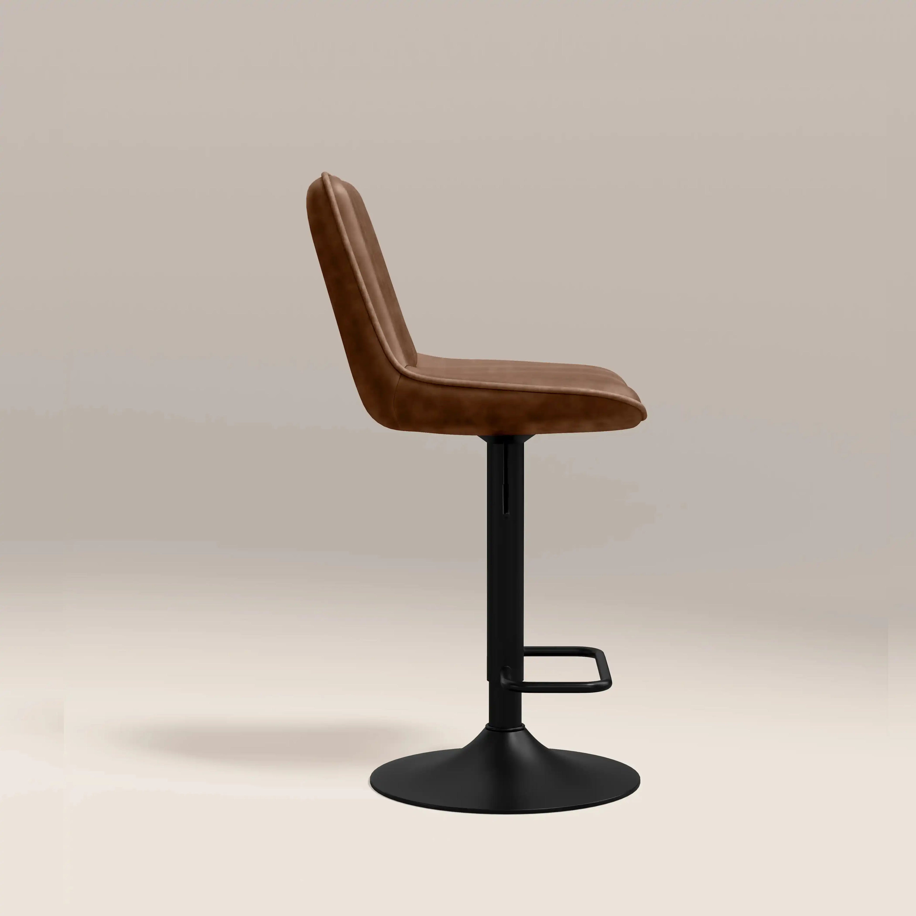 Barker Adjustable Stool | Vintage Tan Faux Leather & Black