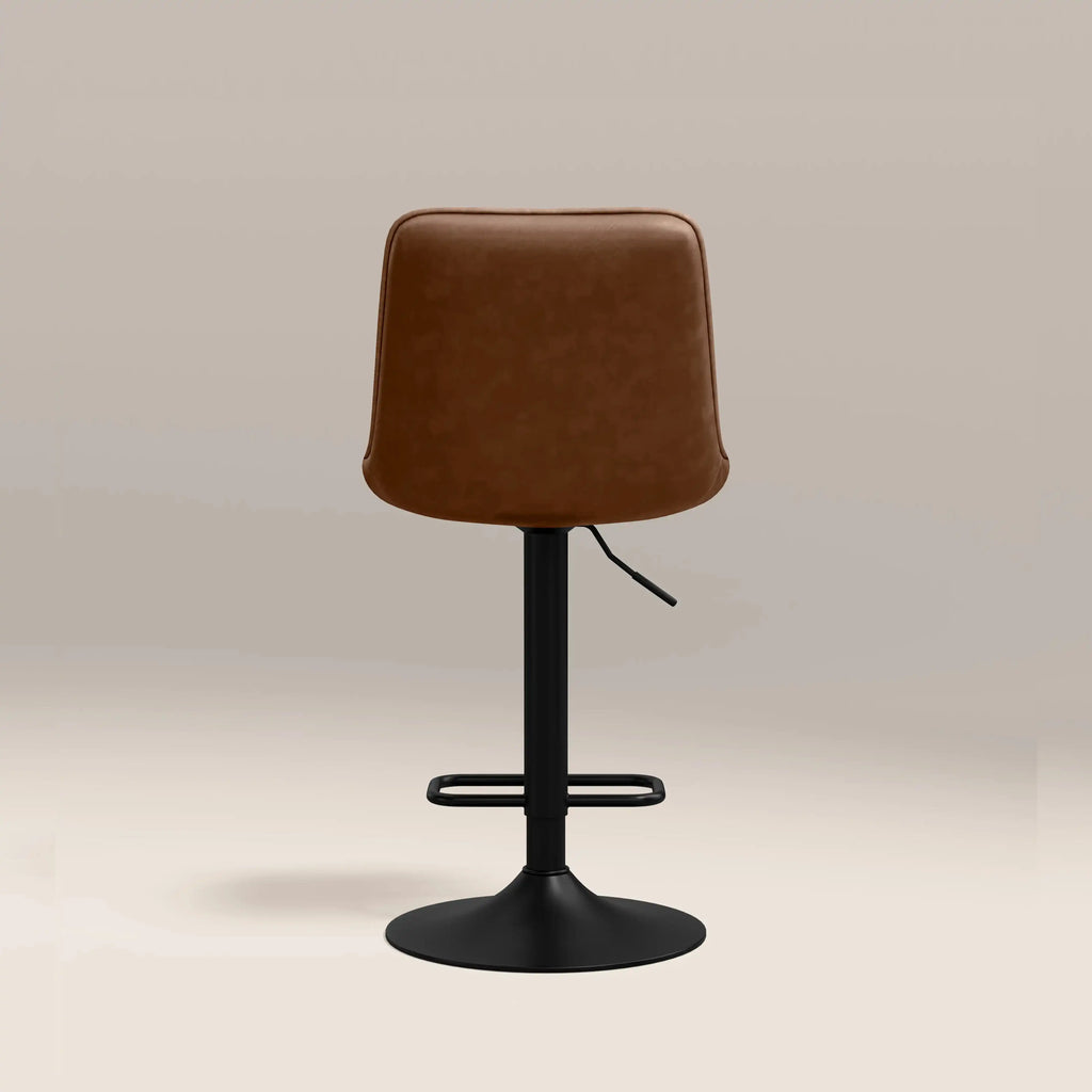 Barker Adjustable Stool | Vintage Tan Faux Leather & Black