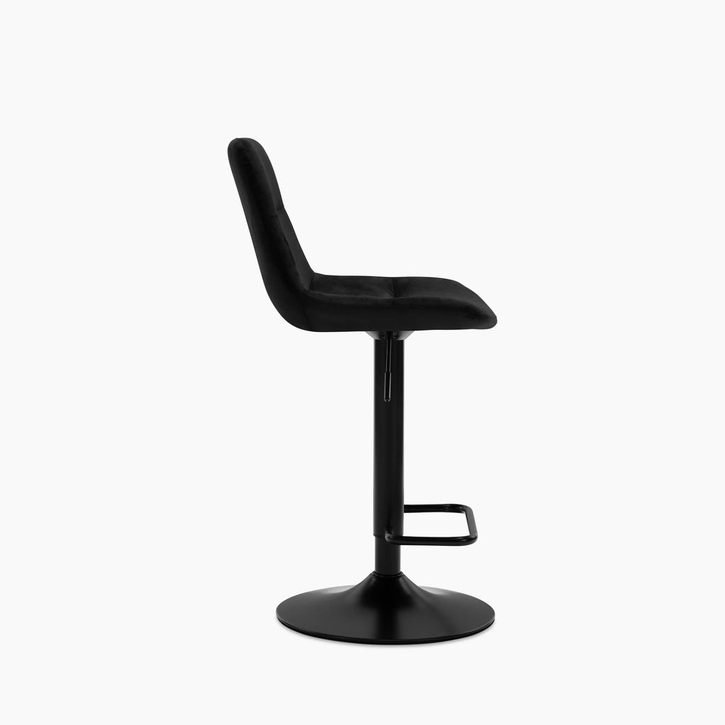 Connie Adjustable Stool | Black Velvet & Black