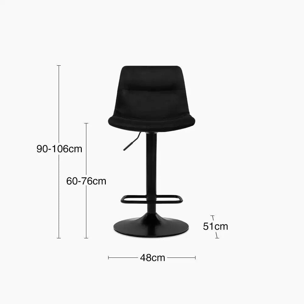 Connie Adjustable Stool | Black Velvet & Black