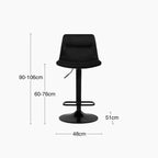 Connie Adjustable Stool | Black Velvet & Black