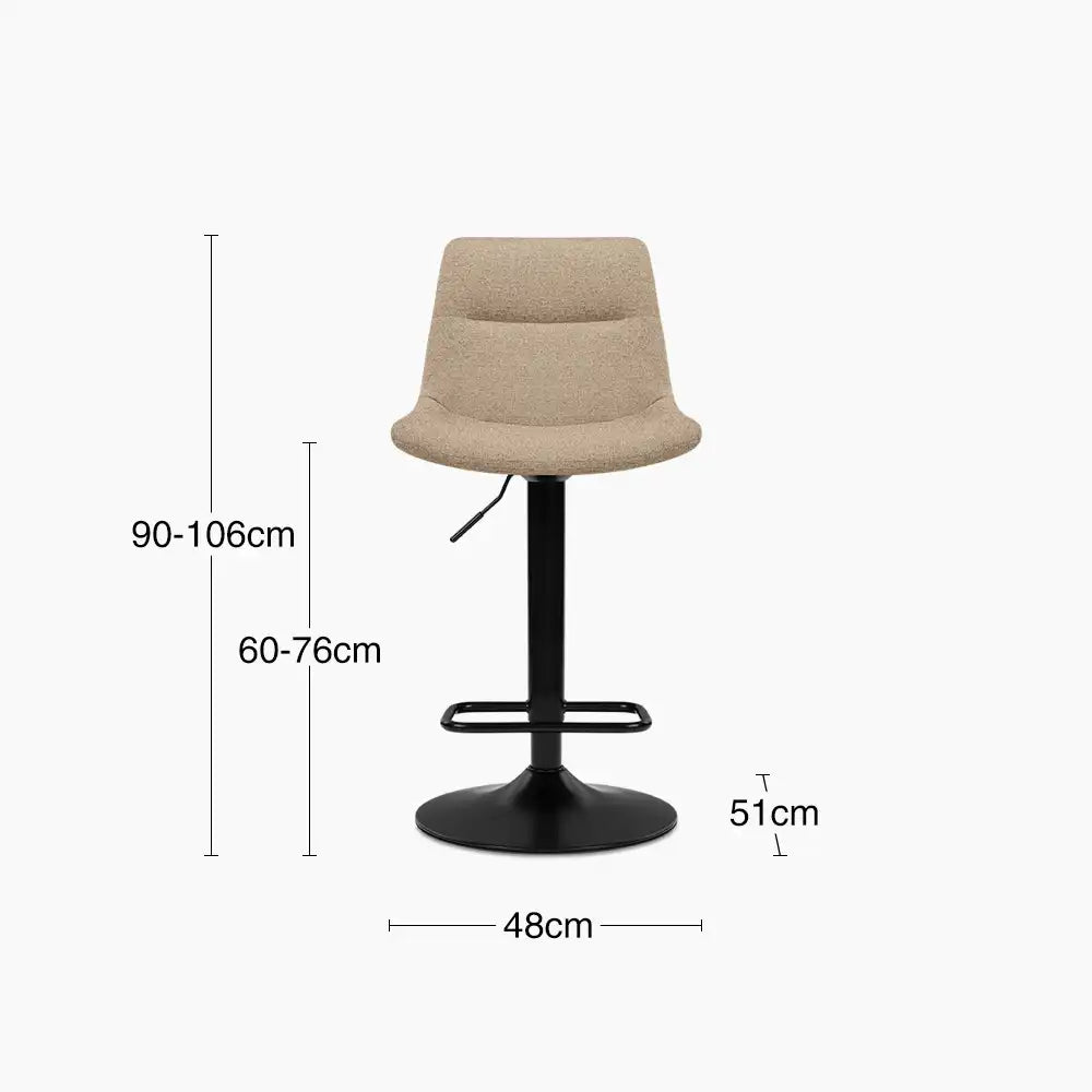 Connie Adjustable Stool | Latte Sustainable Fabric & Black