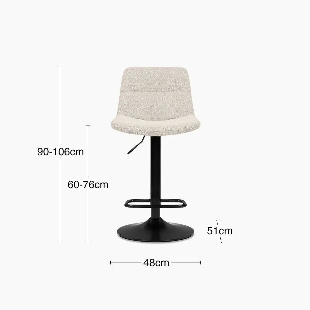 Connie Adjustable Stool | Speckled Stone Sustainable Boucle & Black