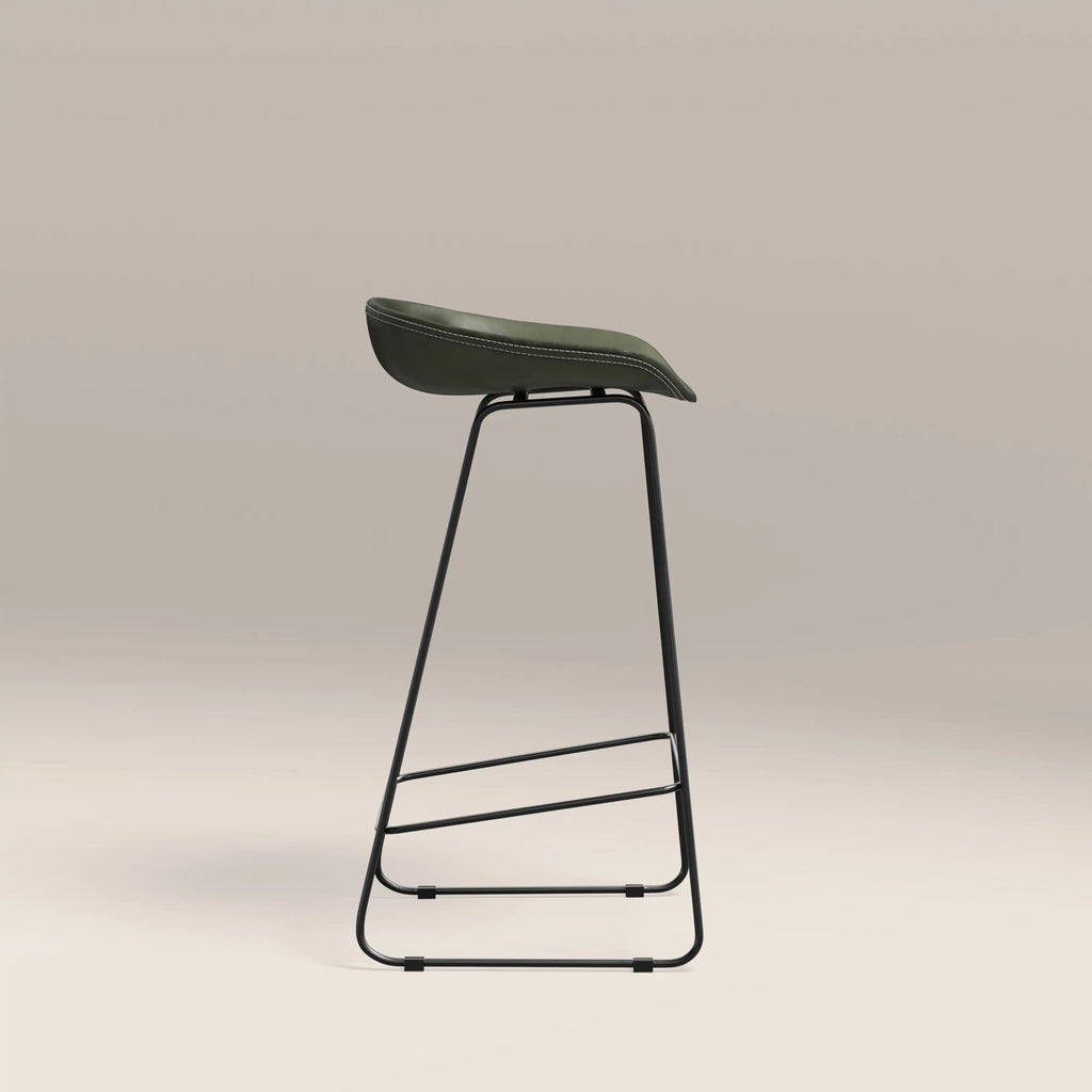 Conway Bar Stool | Vintage Green Faux Leather & Black