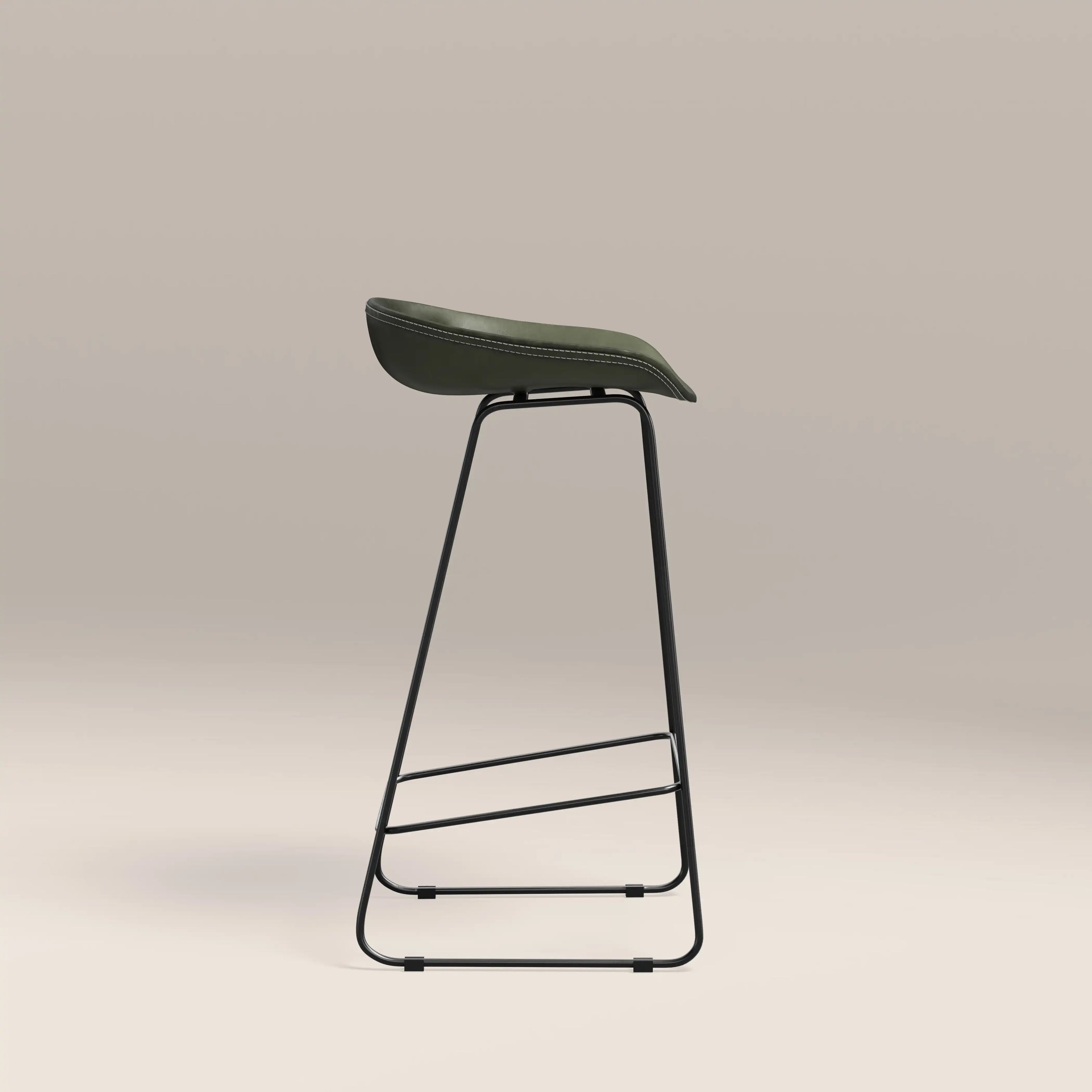 Conway Bar Stool | Vintage Green Faux Leather & Black