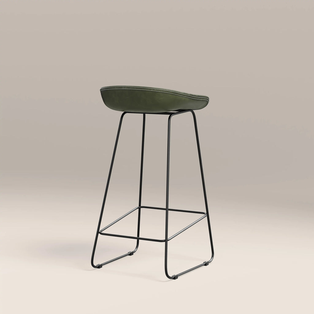 Conway Bar Stool | Vintage Green Faux Leather & Black